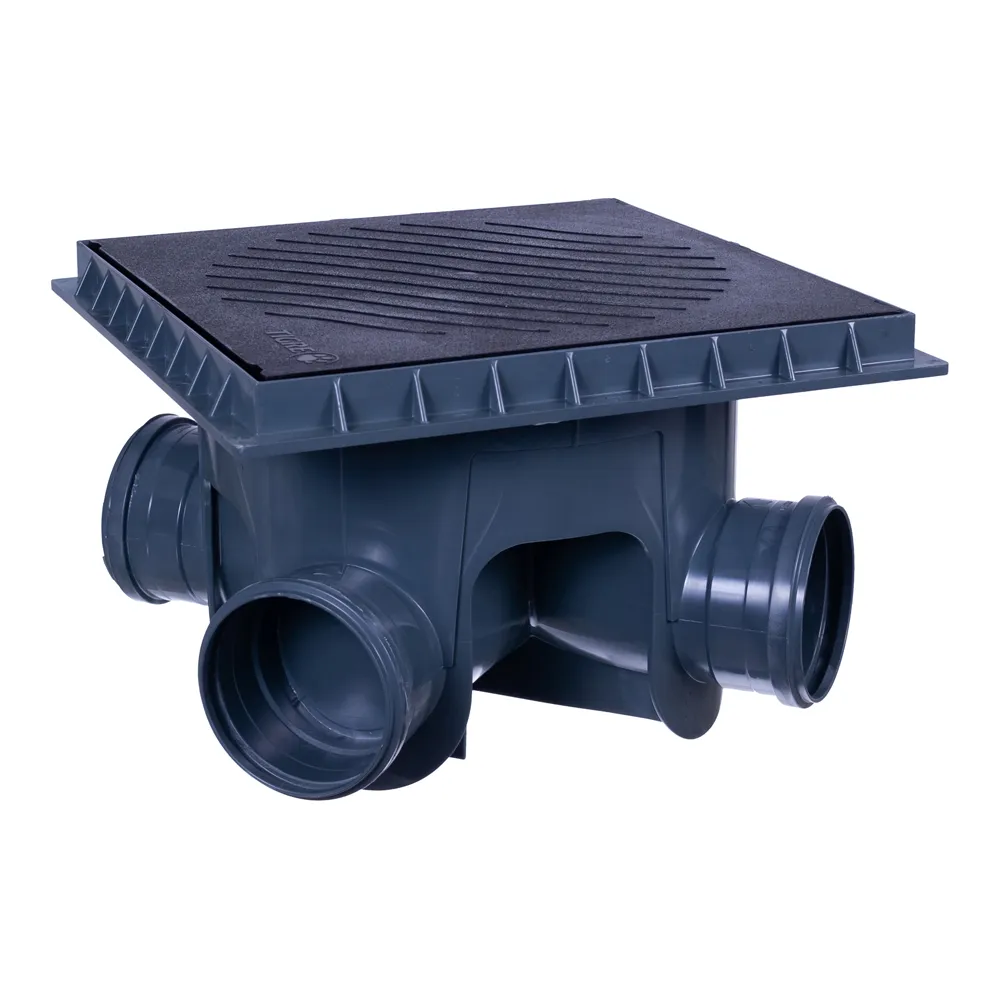 Caixa de Passagem e Inspeção Interligada com Tampa para Esgoto com 3 Entradas Preto